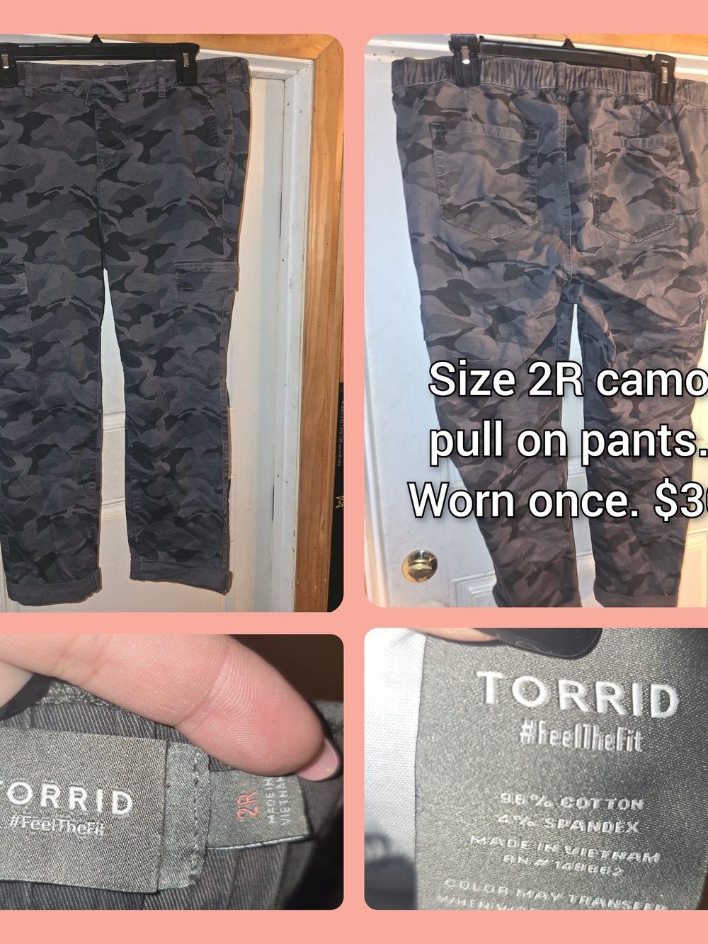 torrid Gray Camouflage Pull-On Cargo Pants
